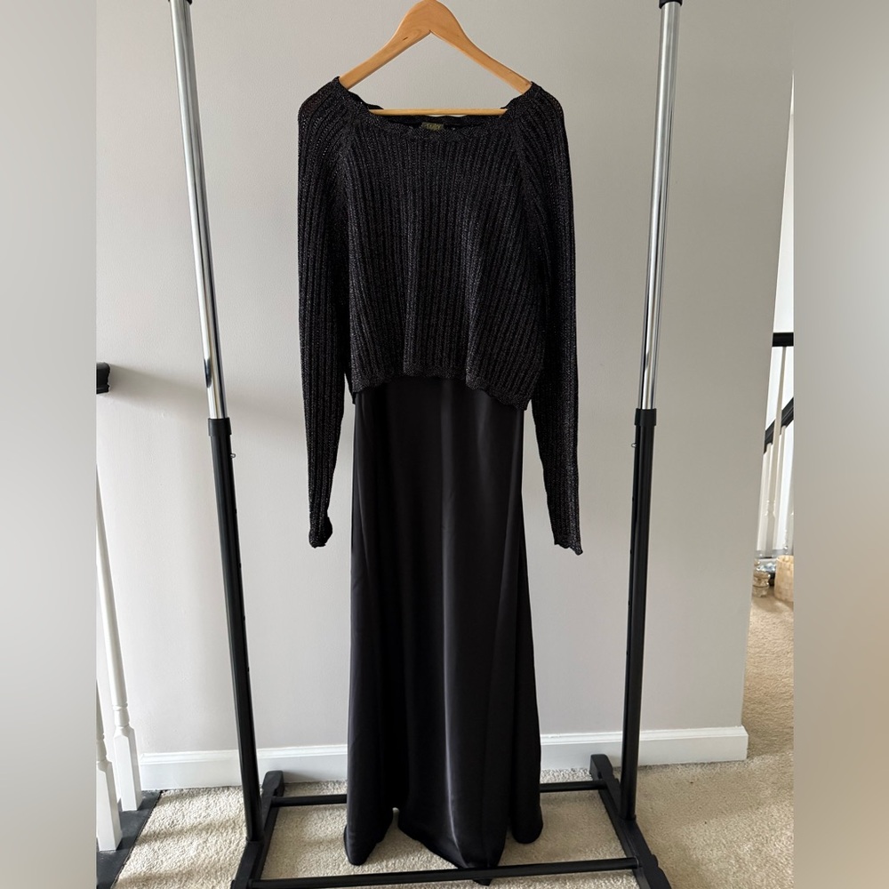 Taylor Black Two-Piece Dress and Cropped Sweater